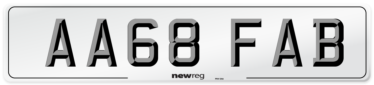 AA68 FAB Number Plate from New Reg